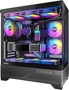 Aqua 7 ، فن PWM 6 × 120 میلی متر ARGB ، ATX Mid Tower PC ، مورد رایانه با نمای پانوراما با پانل جلوی شیشه ای و جانبی شیشه ای ، پورت نوع C ، کیس رایانه بازی ، سیاه