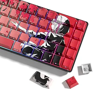 Keycaps انیمه ژاپنی 60 65 75 100 درصد ، Cherry Keycaps130 Keycy PBT Dye Sublimation Keycaps تنظیم شده برای صفحه کلید مکانیکی 61/64/84/87/104/108 چیدمان با کلیدی کلیدی (قرمز)