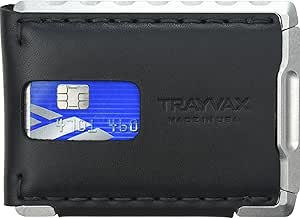 Trayvax Venture Billfold کیف پول ، دارنده پول جیب جلو و کارت اعتباری ، کیف پول فلزی چرمی باریک مینیمالیستی برای مردان و زنان ، چرم سیاه شبانه