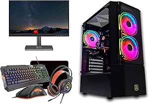 2fr Complete Starter Gaming Computer PC دسک تاپ ، مانیتور 24 اینچ ، صفحه کلید ، ماوس ، هدفون ، NVIDIA GTX 1060 ، Intel I7-8700 ، 16GB DDR4 ، 1TB SSD ، Windows 11 Pro ، CPU RGB ، WiFi ، 1 سال ضمانت