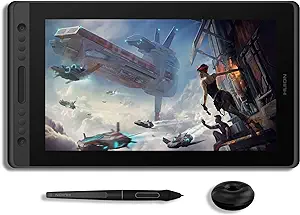 تبلت Huion Kamvas Pro 16 Graphics Drawing Tablet با صفحه نمایش مانیتور گرافیکی تمام شده با باتری بدون قلم فشار 8192 PEN PRESSURE 6 HOT KEYS TOUCH BAR-15.6 اینچ تبلت گرافیکی برای رایانه شخصی/Mac/Linux