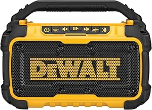 بلندگو بلوتوث Dewalt 20V Max ، محدوده 100 فوت ، بادوام برای محل کار ، نگهدارنده تلفن شامل ، 8-10 ساعت با شارژ تک طول می کشد (DCR010)