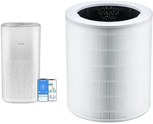 تصفیه کننده هوای هوشمند لووی برای اتاق بزرگ خانه ، کنترل الکسا ، سفید + لوویت هسته 600S-RF تصفیه کننده تصفیه هوا 3-در 1 پیش از فیلتر خوب ، 1 بسته