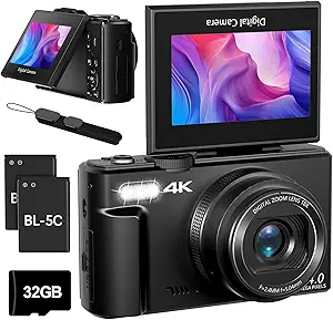 دوربین برای عکاسی ، دوربین vlogging دیجیتال 4K 64MP برای YouTube با صفحه نمایش تلنگر 3