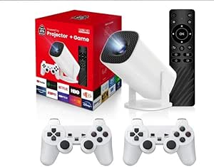 4K Smart Max Gaming Projector 36K+ بازی ها ، 1080p سینمای خانگی قابل حمل ، 150 Lumens Ansi ، 180 درجه پیش بینی چرخش ، Android 11 ، WiFi ، Bluetooth ، پشتیبانی دوگانه Gamepad ، ورودی HDMI/USB (HY300 MAX)