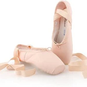 کفش های باله Opasdh Ballet Pointe Soft Satin و Canvas Shoes ، با روبان دوخته شده برای زنان دختران (توصیه می شود یک اندازه را انتخاب کنید)