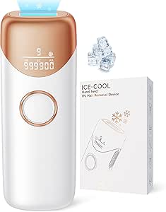 لیزر لیزر موهای زائد با خنک کننده 5 ℃ یخ ، دستگاه برداشتن لیزر IPL بدون درد 3 در 1 در دستگاه حذف مو در خانه برای خانمها الکترولیز اپیلاتور دائمی در قسمت بدن صورت (طلا)