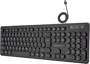 صفحه کلید USB Zebronics K24 با طول عمر طولانی 8 میلیون کلید ، استفاده ساکت و راحت ، طراحی باریک ، ایستاده قابل جمع شدن ، کابل بافت 1.5 متری ، کلیدهای شیک و کلیدهای پوشیده شده با اشعه ماورا