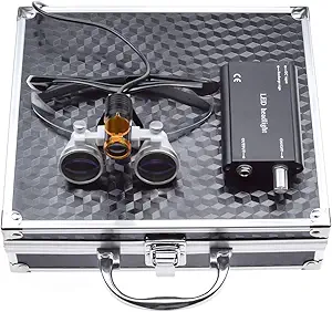 NSKI 3.5x Loupes بزرگنمایی عینک + 5W لامپ کمربند نوع با جعبه آلومینیوم فیلتر (سیاه)