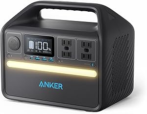 نیروگاه قابل حمل Anker 535 ، 512WH ژنراتور خورشیدی (پانل خورشیدی اختیاری) با بسته باتری LifePo4 ، 500W نیروگاه 9 پورت ، 4 فروشگاه AC ، خروجی 60W USB-C PD ، چراغ LED برای کمپینگ در فضای باز ، RV