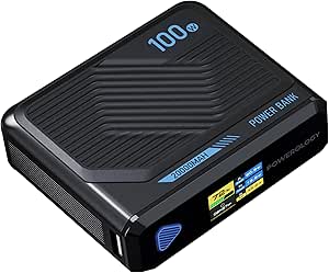 Powerology Ultra Mini 20000 MAM Power Bank ، سازگار با شارژ MagSafe ، PD 100W ، نمایش اطلاعات قدرت ، شارژ 3 دستگاه ، شارژر لپ تاپ – سیاه