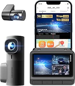 دوربین DDPAI 3 کانال کانال برای اتومبیل ، 4K+2K+1080P Dashcam ، حداکثر 15MB/S 5GHz WIFI6 CAMER DASH با GPS ، 32G EMMC ، Night Vision AOV 20 روز مانیتور Parking Adas G-Sensor پشتیبانی 512G ، Z60 πlink