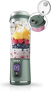 مخلوط کن قابل حمل Ninja BC151EM BLAST قابل حمل ، بی سیم ، 18oz. کشتی ، مخلوط کن شخصی-برای Shakes & Smookies ، BPA رایگان ، Leakproof-Lid & Sip Spout ، قابل شارژ USB-C ، قطعات ایمن ماشین ظرفشویی ، جنگل سبز