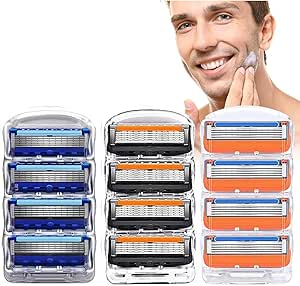 12pcs سازگار با همجوشی 5 تیغ تیغ ، فولاد ضدزنگ دقیق ، اصلاح صاف برای موهای بلند و لکه های سخت