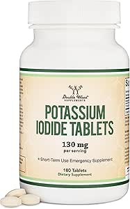قرص های تابش یدید یدید دوتایی چوب دوتایی 130 میلی گرم (قرص های پتاسیم یودورو) 180 قرص ضد تابش (قرص های کی) محافظت هسته ای (قرص اشعه)
