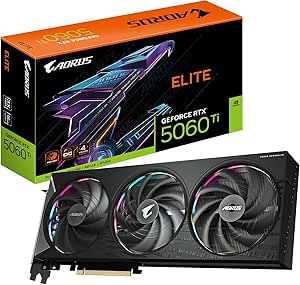 Gigabyte Aorus GeForce RTX 5060 Ti Elite 16G Graphics Card-16GB GDDR7 ، 128 BIT ، PCI-E 5.0 ، 2722MHZ فرکانس اصلی ، 3 X DisplayPort ، 1 X HDMI ، GV-N506TAORUS E-16GD