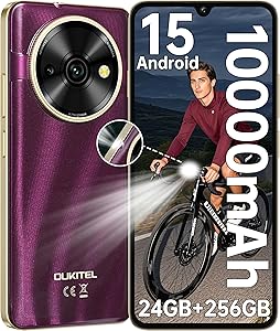 OUKITEL C59 PRO تلفن های اندرویدی قفل نشده – HD 6.88 اینچ + نمایشگر Android 15 10000 باتری 24 گیگابایتی + 256GB/1TB تلفن همراه TF با چراغ قوه 120 لیتر ، تلفن هوشمند دوربین NFC 13MP ، OTG/اثر انگشت/4G Dual Sime
