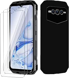 پوشش Lyzxmy برای Doogee S100 (6.58 اینچ) مورد سیاه + 3 قطعه محافظ صفحه نمایش شیشه ای معتدل ، سپر سیلیکونی محافظ فوق العاده نازک TPU مورد