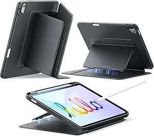 ESR برای iPad A16 Case ، iPad 11th/10th Case (2025/2022) ، پوشش عمودی ، زاویه های چند ایستاده ، پوشش فوق العاده پایدار با نگهدارنده مداد ، سری Flip ، سیاه