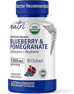 Nutri Orgeric Blueberry RomÃ مکمل 1300 میلی گرم – COM 800 میلی گرم 10: 1 Myrtile Extrate E 500 mg 10: 1 RomÃ Extrate – USDA Organic Myrtle Extrate – 60 کپسول مکمل Myrtle