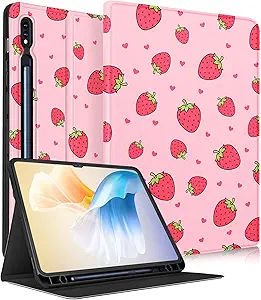 برای Samsung Galaxy Tab S8 Ultra/Tab S9 Ultra Case 14.6 اینچ 2022/2023 زنان جلد فولیو با نگهدارنده مداد زیبا و دخترانه Kawaii Design Pretty Cawaii Design Pretty Tablet برای S9 Ultra/S8 Ultra