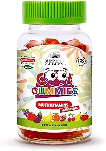 MULTIVITAMINS MULTIVITAMINS تغذیه Sunshine + Cool 120 Gummies برای بچه ها | وگان | 100 ٪ طعم طبیعی