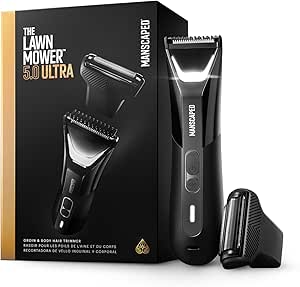 Manscaped® Lawn Mower® 5.0 Ultra Groin & Body Mah Trimmer-تیرمر و فویل Skinsafe® Dual-Head ، داماد مرطوب/خشک ضد آب ، USB-C قابل شارژ با کیسه مسافرتی ، ریش تراش مرد