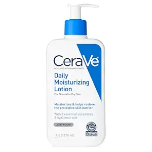 لوسیون مرطوب کننده روزانه Cerave برای پوست خشک ، لوسیون بدن و مرطوب کننده صورت با اسید هیالورونیک و سرامیدها ، مرطوب کننده روزانه ، عطر بدون رایحه ، بدون روغن ، 12 اونس