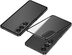 قاب فلزی Gruattreay سازگار با Sony Xperia 1 VII (2025) ، تخته پشتی یخچال الاستیک و قاب فلزی پشتی PC ، ضد شوک و پوشش ضد سقوط برای Sony Xperia 1 VII (سیاه)