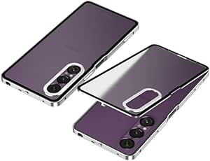 قاب فلزی Gruattreay سازگار با Sony Xperia 1 VII (2025) ، تخته پشتی یخچال الاستیک و قاب فلزی پشتی PC ، ضد شوک و پوشش ضد سقوط برای Sony Xperia 1 VII (نقره)