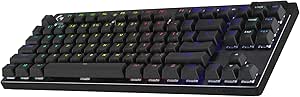 صفحه کلید بازی بی سیم Logitech G Pro X TKL Lightspeed ، طراحی بی سیم بسیار قابل حمل ، LightSync RGB ، KeyCaps PBT ، سوئیچ های لمسی (GX Brown) ، US INTL LAYOUT – سیاه