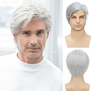کلاه گیس سفید سفید پوست Sabosi White Whig Whig Swite Layered Two Tone Mixed WIG برای Cosplay