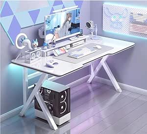 میز رایانه دسکی دسک تاپ ، میز رایانه ای K-Type ， جدول بازی ساده برای میز اتاق خواب خانگی ، جدول مطالعه نوشتن دانشجویی (سفید ، 140 * 60 سانتی متر)