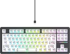 GTSP 75 ٪ Custom Barebones Keyboard Kit Gasket Mouted ， خالی DIY خاموش TKL صفحه کلید بازی مکانیکی PCB Swappable 3Pin/5pin با RGB جنوبی برای Win/Mac (M87 Kit-Black)