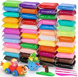 Mumoo Bear Air Clay Dry ، 48 رنگ خاک رس مدل سازی فوق العاده نور ، خاک رس جادویی ، مدل سازی خاک رس و خمیر بدون سمی ، مدل سازی خاک رس برای بچه ها با ابزار ، هدیه برای بچه ها