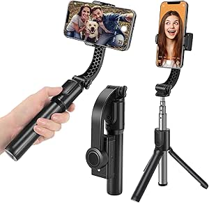 تثبیت کننده Gimbal Wensot با سه پایه Selfie Selfie Stick ، بلوتوث از راه دور از راه دور و ویدیوی تلفن همراه ، Handheld Handheld ، لباس هوشمند Gimbal برای آیفون ، سامسونگ ، تلفن Android