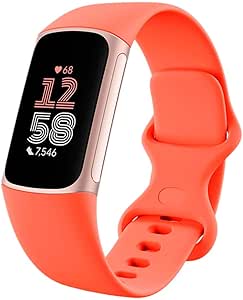 Fitbit Google Charge 6 Tracker شامل 6 ماه عضویت حق بیمه ، 7 روز عمر باتری ، Google Wallet و Google Maps ، Champagne Coral/آلومینیوم طلایی