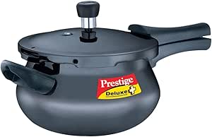 Prestige Deluxe به علاوه اجاق گاز فشار 5 لیتری سخت آنودایز شده | آلومینیوم | طراحی خمیده | دستگیره های کاربر پسند- سیاه