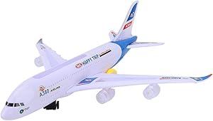 هواپیمای Nurnesy Toy Airplane A380 ، لمس موسیقی ، چراغ های چشمک زن ، طراحی چرخ جهانی ، هواپیمای مدل برقی 43 سانتی متری با اسباب بازی های کودکانه صدا و سبک ، درخشش بال شفاف
