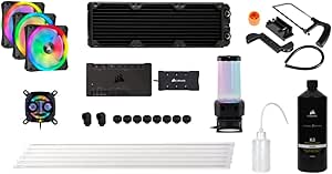 Corsair Hydro X Series XH305I کیت خنک کننده آب سخت با/INCL XC7 بلوک آب CPU ، رادیاتور XR5 360mm ، XD5 Pump Res و ICUE QL120 RGB