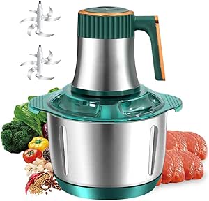 Joyzzz Electric Meet Grinder Food Food 500W ، 5L 304 کاسه استیل ضدزنگ ، 6 تیغه تیز ، 5 سرعت غذا آشپزخانه آشپزخانه برای گوشت و سبزیجات ، پایه بدون لغزش (سبز)