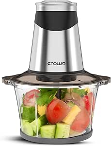 هلی کوپتر و چرخ دنده برقی Crownline ، 500W ، 2 سرعته با عملکرد پالس ، کاسه شیشه ای 1.8 لیتری ، 4 تیغه از جنس استنلس استیل ، مینر چند منظوره برای سبزیجات و گوشت ، 220-240V | GC-275