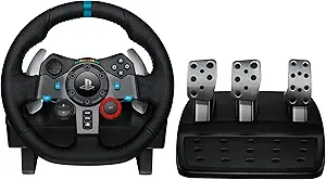 Logitech G29 Force Force Racing Wheel and Floor ، بازخورد نیروی واقعی ، شیفت های دست و پنجه نرم استیل ضد زنگ ، پوشش فرمان چرمی برای PS5 ، PS4 ، PC ، Mac – Black
