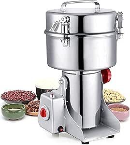 JustBuy خانه تجاری با ظرفیت بزرگ سنگ شکننده دستگاه سنگ زنی خشک ، فولاد ضد زنگ 2000 گرم آسیاب ادویه بالا ، دستگاه پودر شکسته خرد شده برای داروهای خانگی/ترمیم کننده/هتل/چینی