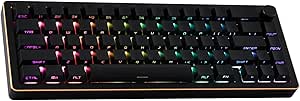 Epomaker Tide65 QMK/از طریق صفحه کلید بازی بی سیم ، صفحه کلید مکانیکی 65 ٪ آلومینیومی ، صفحه کلید خامه ای قابل برنامه ریزی ، بلوتوث/2.4GHz/USB-C ، با صفحه FR4 برای Win/Mac (سیاه ، سوئیچ لیمو)