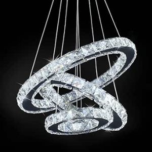 لوسترهای LED DIISUNBIHUO DIXUN LED LED LED Modern Light Light 3 حلقه تنظیم لوستر سبک آویز ضد زنگ استنلس استیل برای اتاق نشیمن اتاق خواب (سفید خنک)