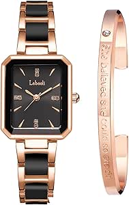Nalacal Rose Gold Gold Steel Steel Square Diamond Quartz Writatch ، ساعت مچی خانمهای ضد آب شیک