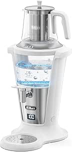 Feller Germany 2000W سازنده چای ساموار برقی ، 3L Samovar + 1L Teapot ، شیشه شوت آلمانی ، صفحه نمایش دیجیتال ، شیر ضد قطره ، تثبیت کننده جریان آب ، ضمانت 2 ساله TS390 امارات (سفید)