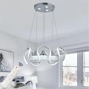 لوستر Hua Qiang Wang Modern LED LED با کنترل از راه دور ، نور آویز سقفی لوستر 3 رنگی برای اتاق خواب ، اتاق نشیمن ، اتاق ناهار خوری ، جزیره آشپزخانه (نقره)
