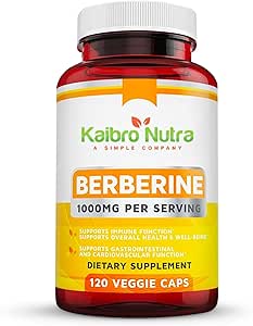 Kaibro Nutra Berberine 500mg (1000mg در هر وعده) برای پشتیبانی از عملکرد سیستم ایمنی سالم ، آنتی اکسیدان ، دستگاه گوارش و کلی – 120 کپسول